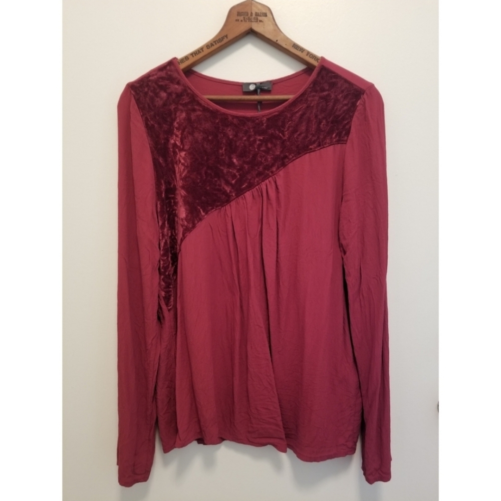 Made In Italy Velour Detail Top NWT